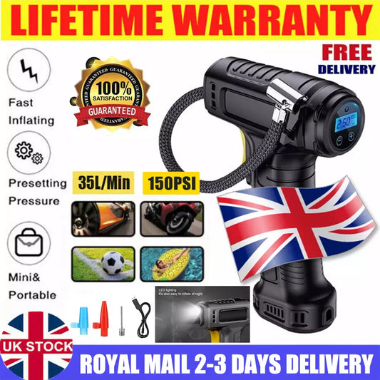 Cordless Digital USB Rechargeable Car Tyre Inflator Air Compressor Pump UK