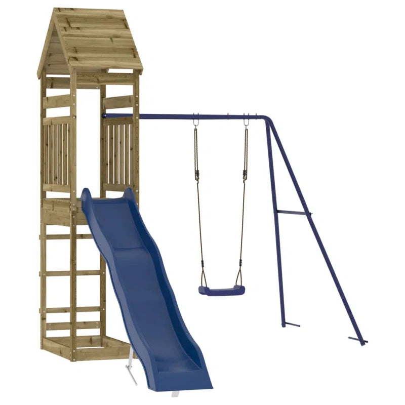 Guillen Pine Swing Set with Swing(S) , Slide(S)