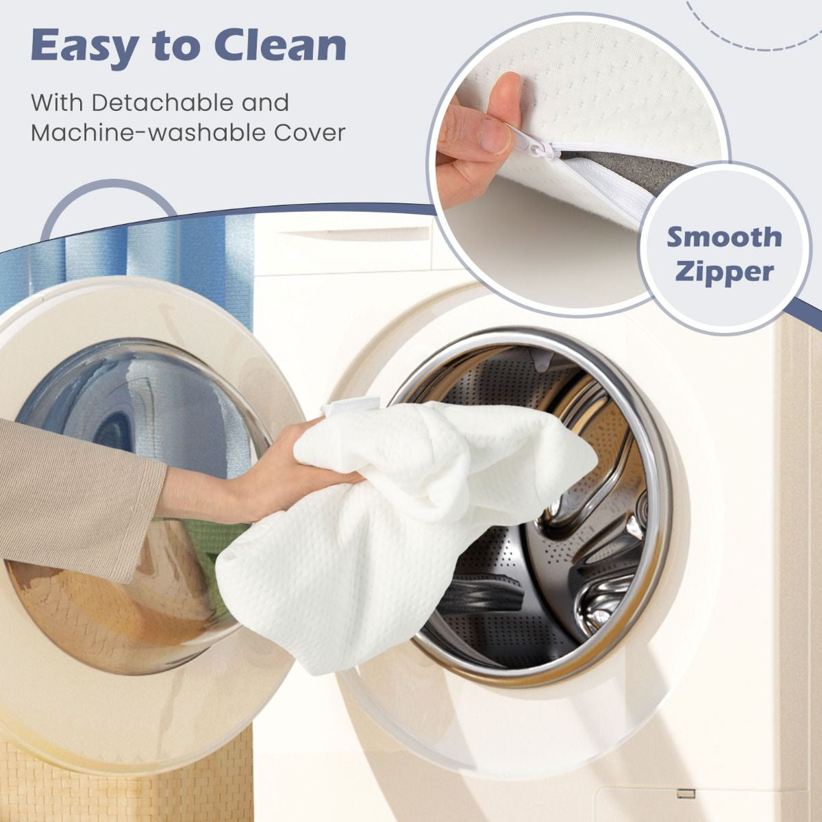 Bamboo Charcoal Memory Foam Pillow Set of 2 with Detachable and Machine-Washable Pillowcase