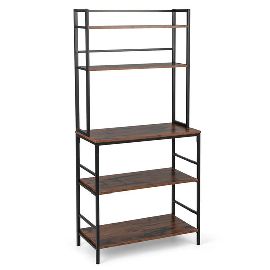 5-Tier Kitchen Bakers Rack with Hutch