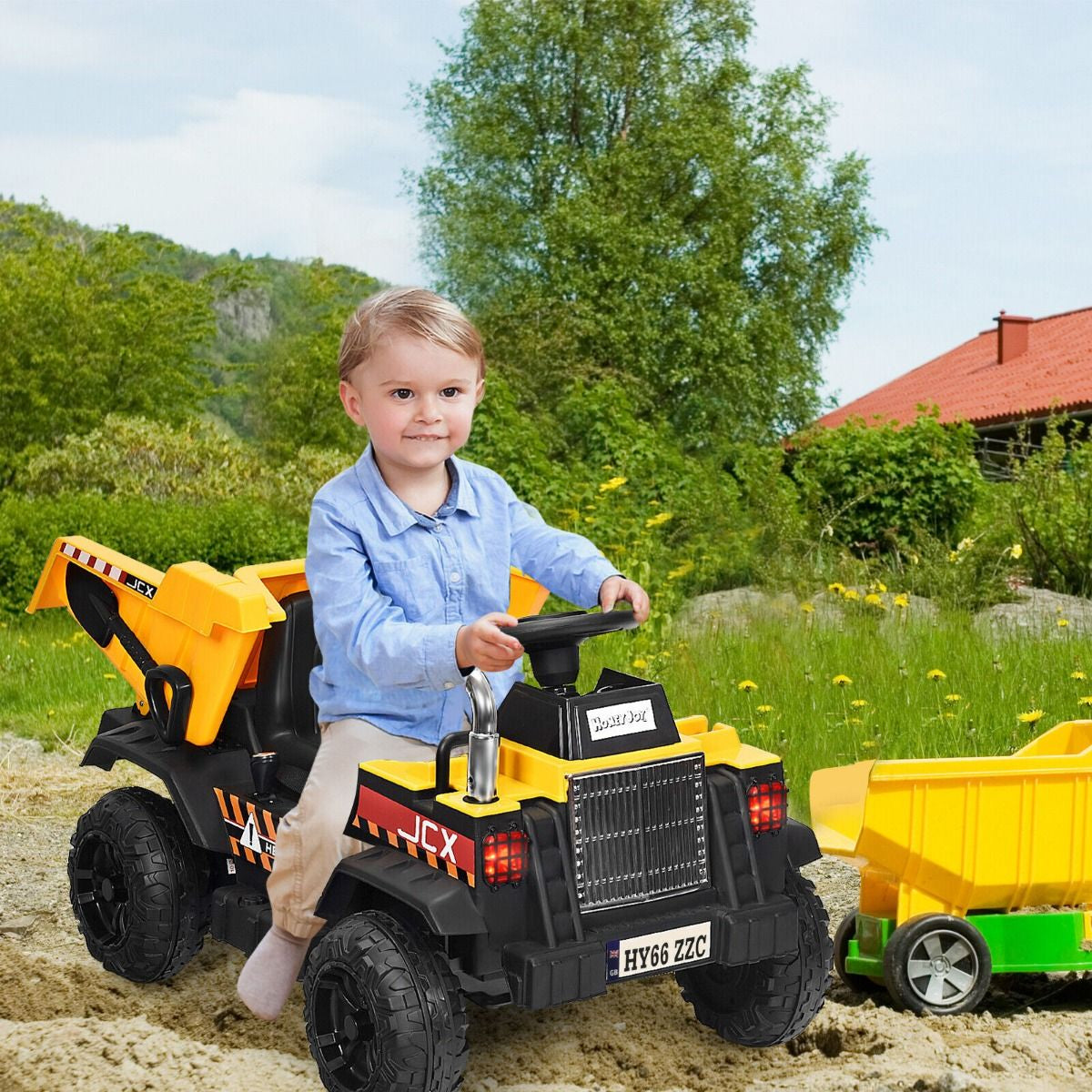3 Speeds Electric Ride on Dump Truck with Remote Control and Music for Kids