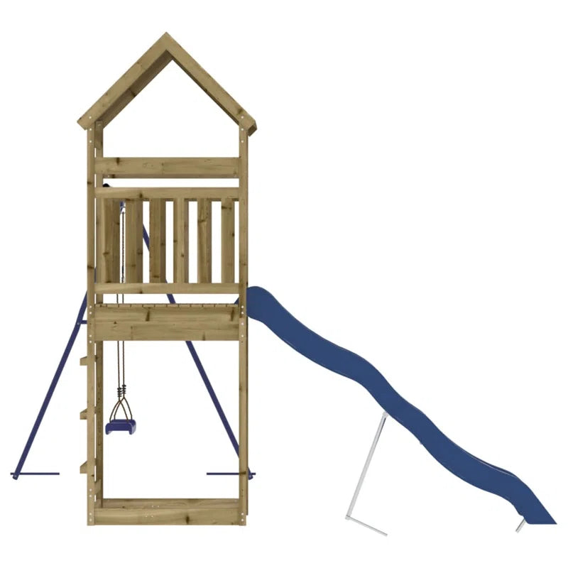 Guillen Pine Swing Set with Swing(S) , Slide(S)