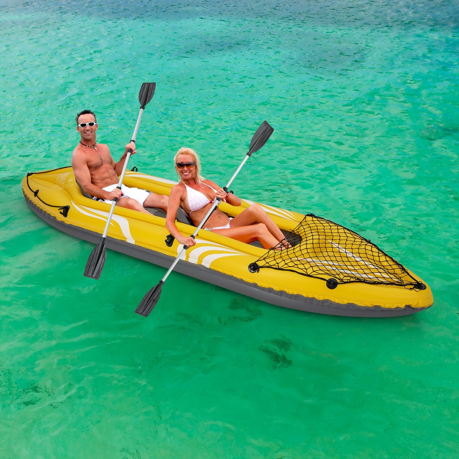 2-Person Inflatable Kayak Set with Removable Seats and Aluminum Oars