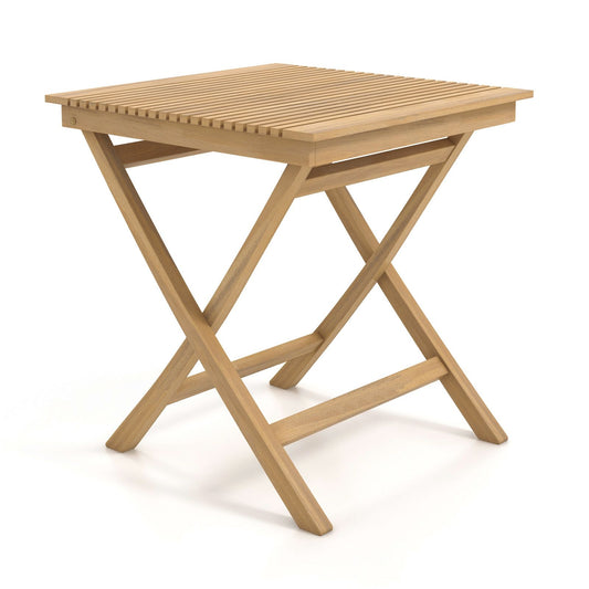70 Cm Patio Bistro Table with Slatted Tabletop Sturdy Wood Frame