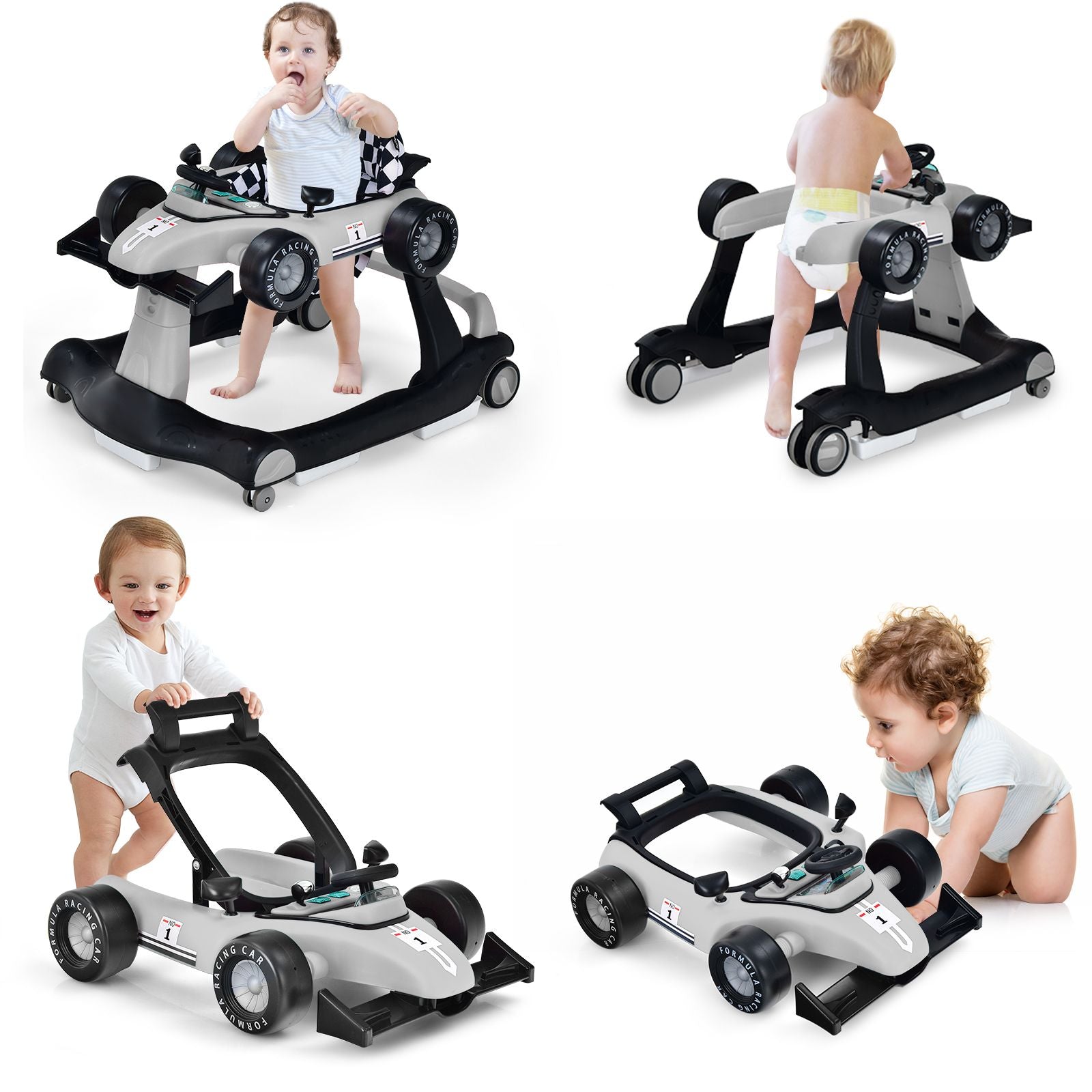 4-In-1 Baby Push Walker with Adjustable Height and Speed