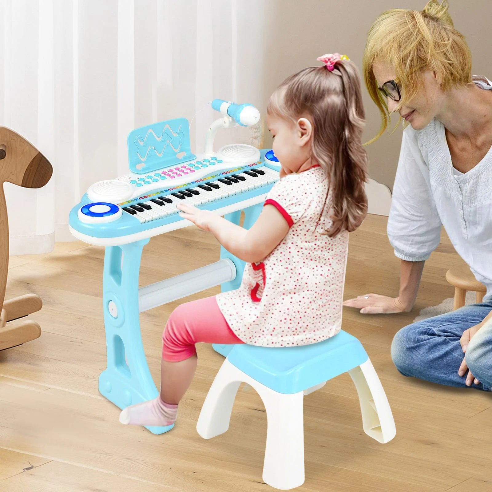 37 Keys Electronic Kids Piano Toy with Detachable Legs and Stool