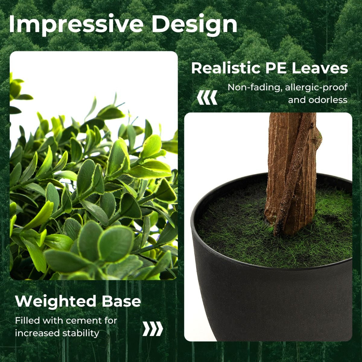 100 CM Artificial Boxwood Topiary Ball Tree with Cement-Filled Plastic Pot