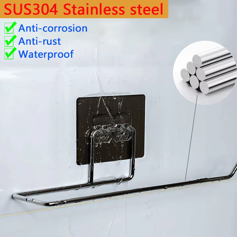 2PCS Adhesive Kitchen Paper Towel Holder Toilet Paper Rack Towel Hanger Tissue Dispenser Roll Napkin