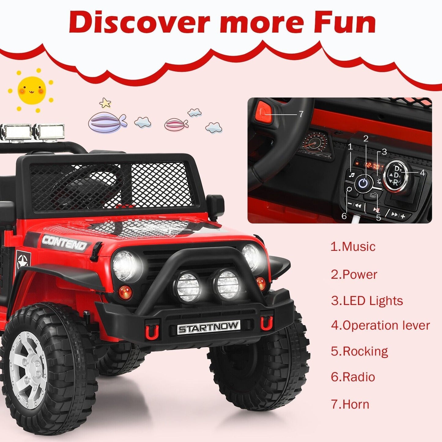 2-Seat Kids Ride on Truck with Parent Remote Control