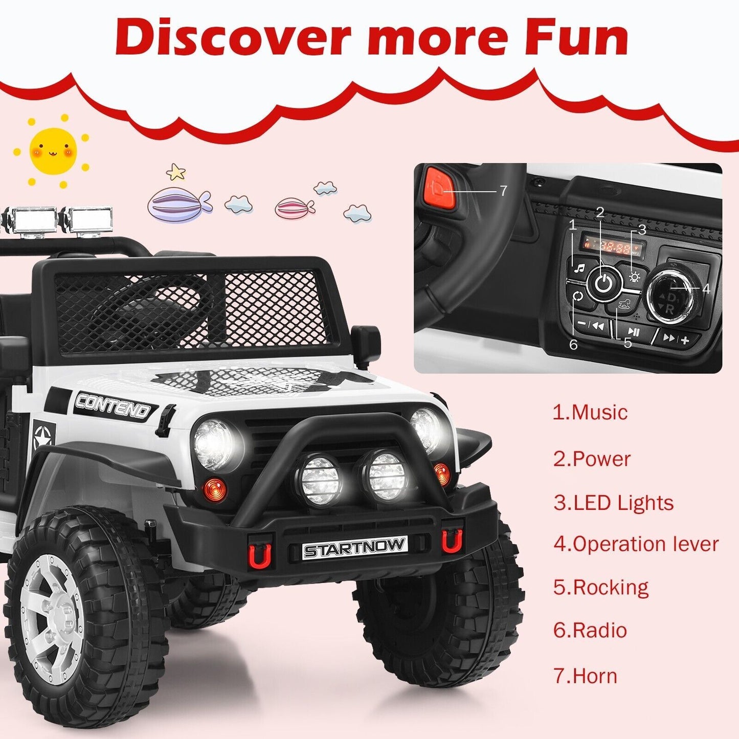 2-Seat Kids Ride on Truck with Parent Remote Control