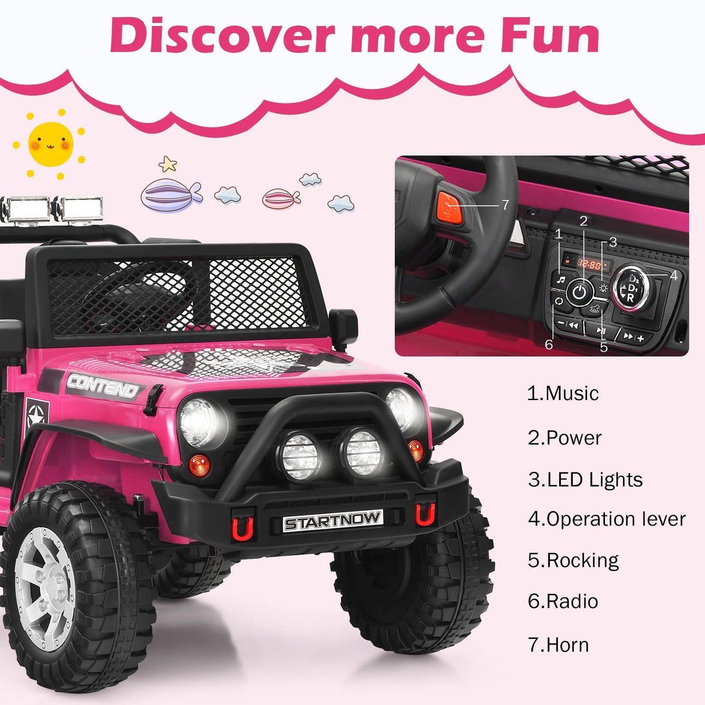 2-Seat Kids Ride on Truck with Parent Remote Control