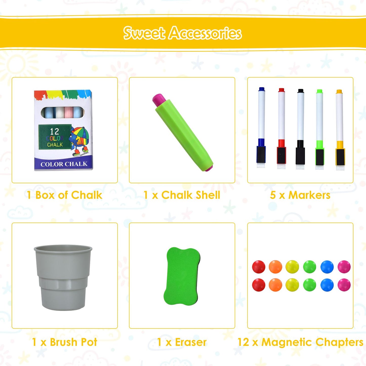 3-In-1 Kids Art Easel with Bookshelf Storage Tray and Art Accessories