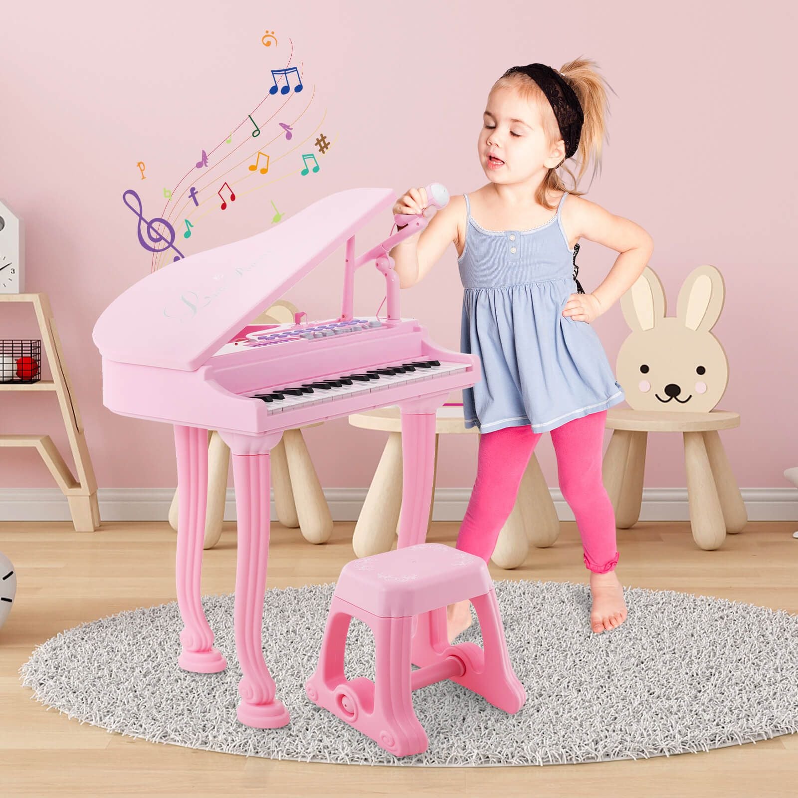 37-Key Kids Piano Keyboards with Microphone and Teaching Mode
