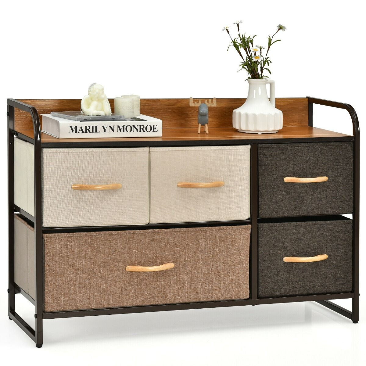 5-Drawer Dresser Storage with Foldable Fabric Drawers