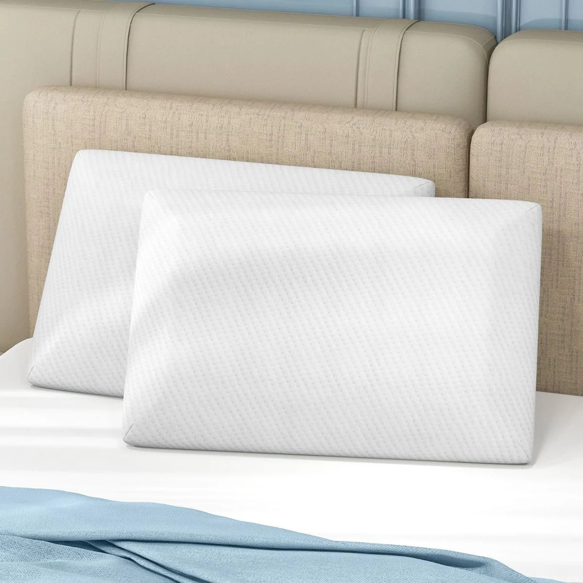 Gel Memory Foam Pillow Set of 2 with Detachable and Machine-Washable Pillowcase