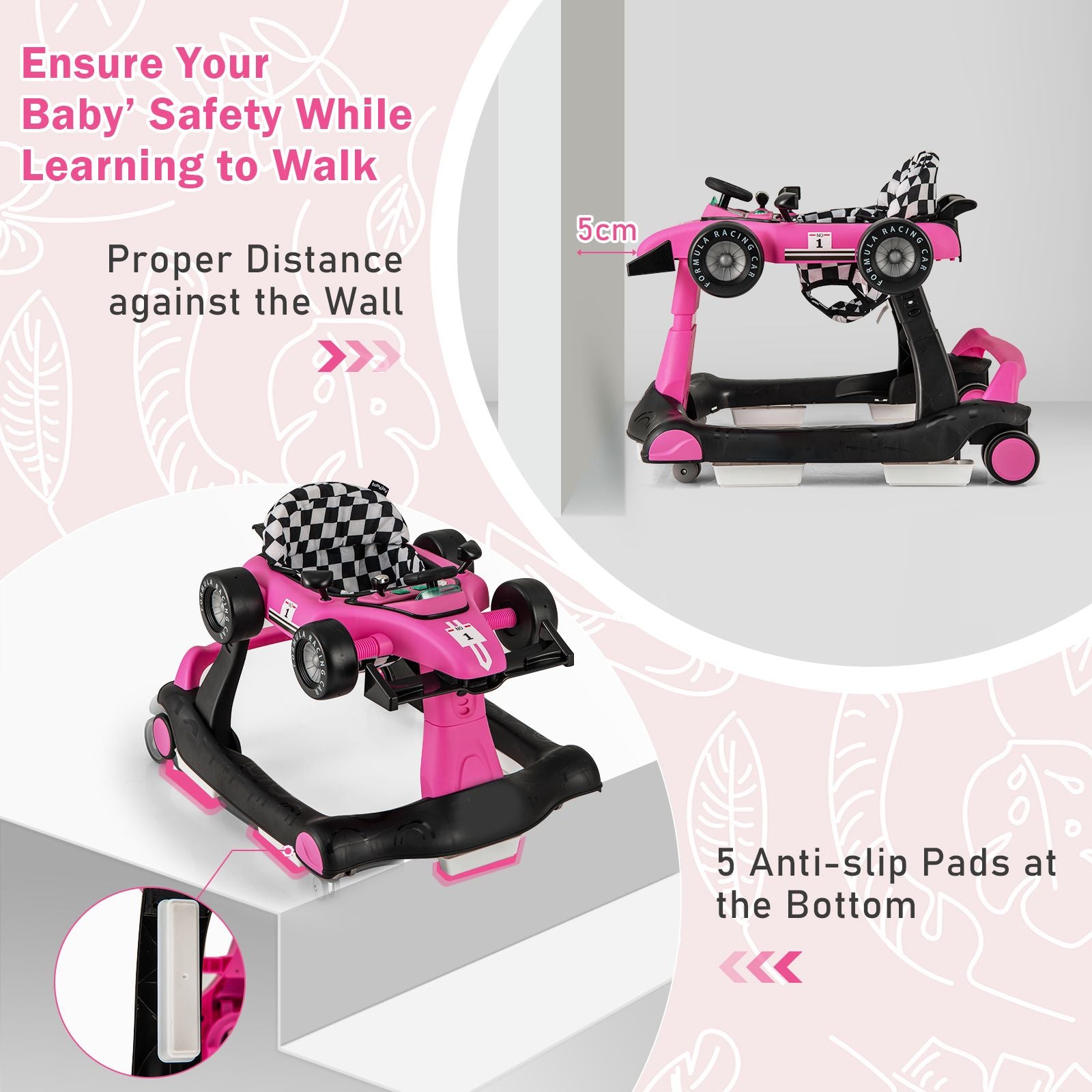 4-In-1 Baby Push Walker with Adjustable Height and Speed