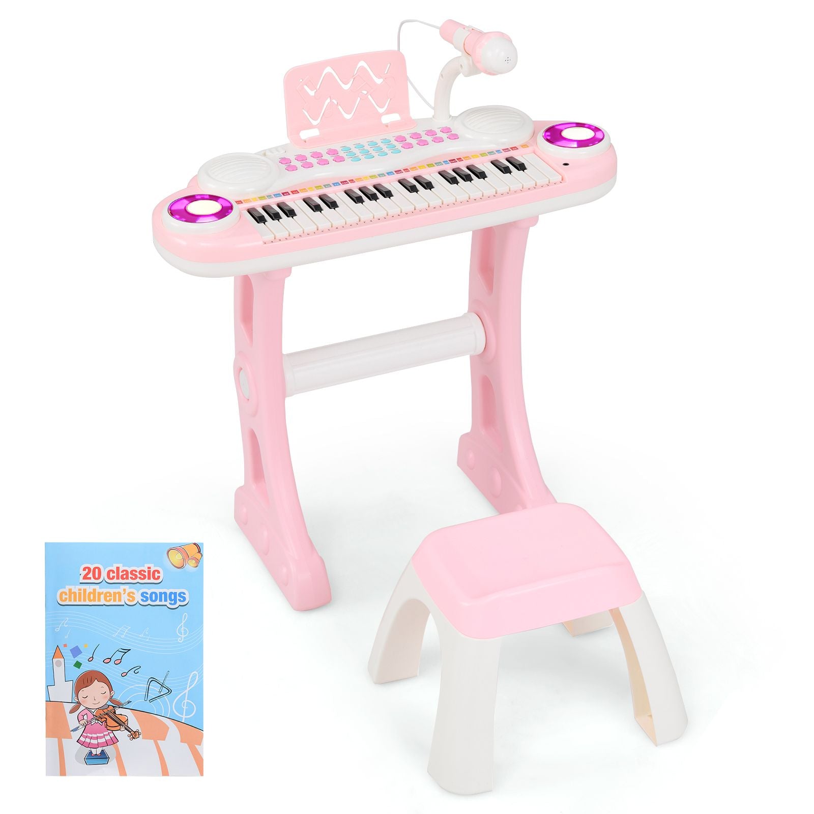37 Keys Electronic Kids Piano Toy with Detachable Legs and Stool