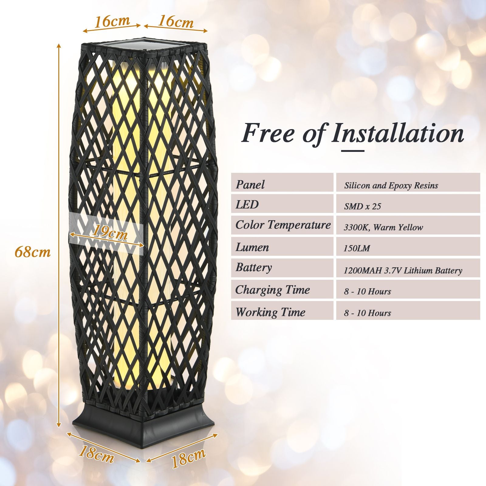 2 Pieces Outdoor Solar-Powered Floor Lamp Set