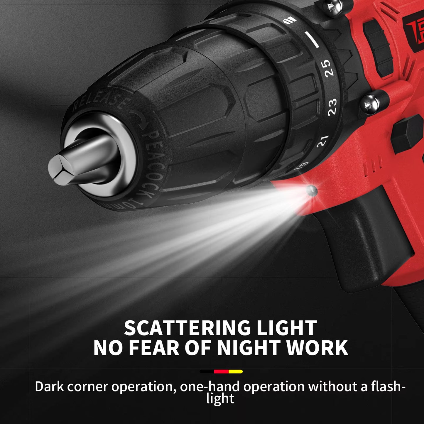 21V Cordless Power Drill Driver with 1500Mah Battery, 25+1 Torque 45Nm Screwdriver Kit Combi Drill 3/8"