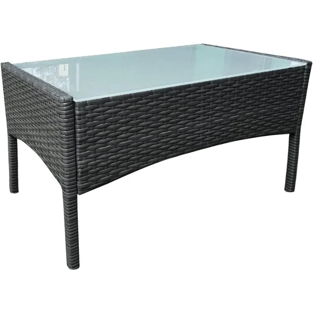 Rattan Garden Furniture 4 Piece Set Table Sofa Chair Patio Outdoor Conservatory Indoor, Mixed Grey