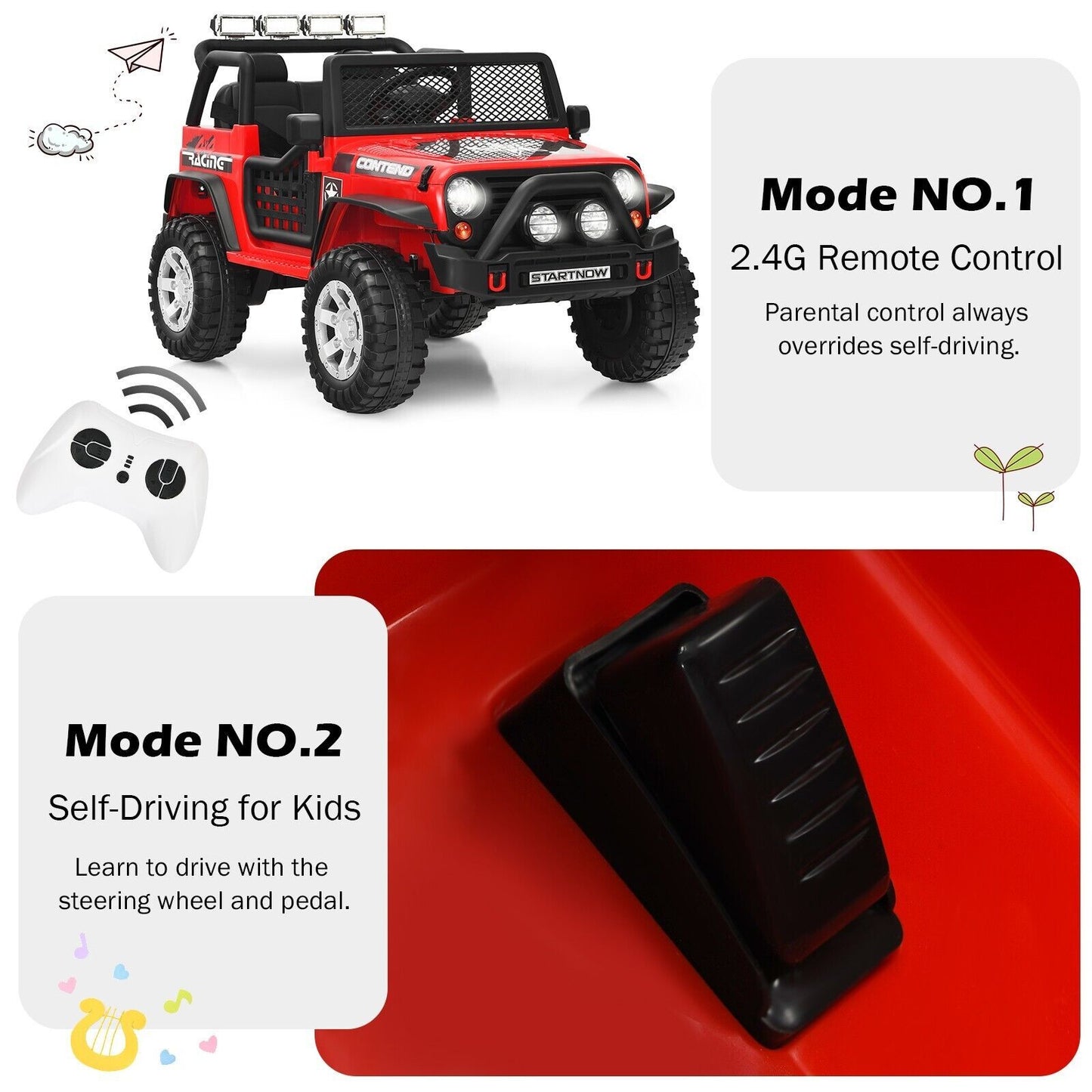 2-Seat Kids Ride on Truck with Parent Remote Control