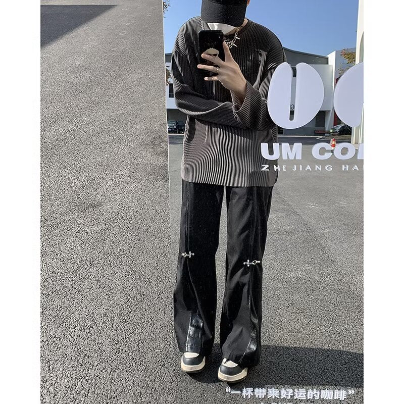 Plus Size Striped Texture Draping Solid Color