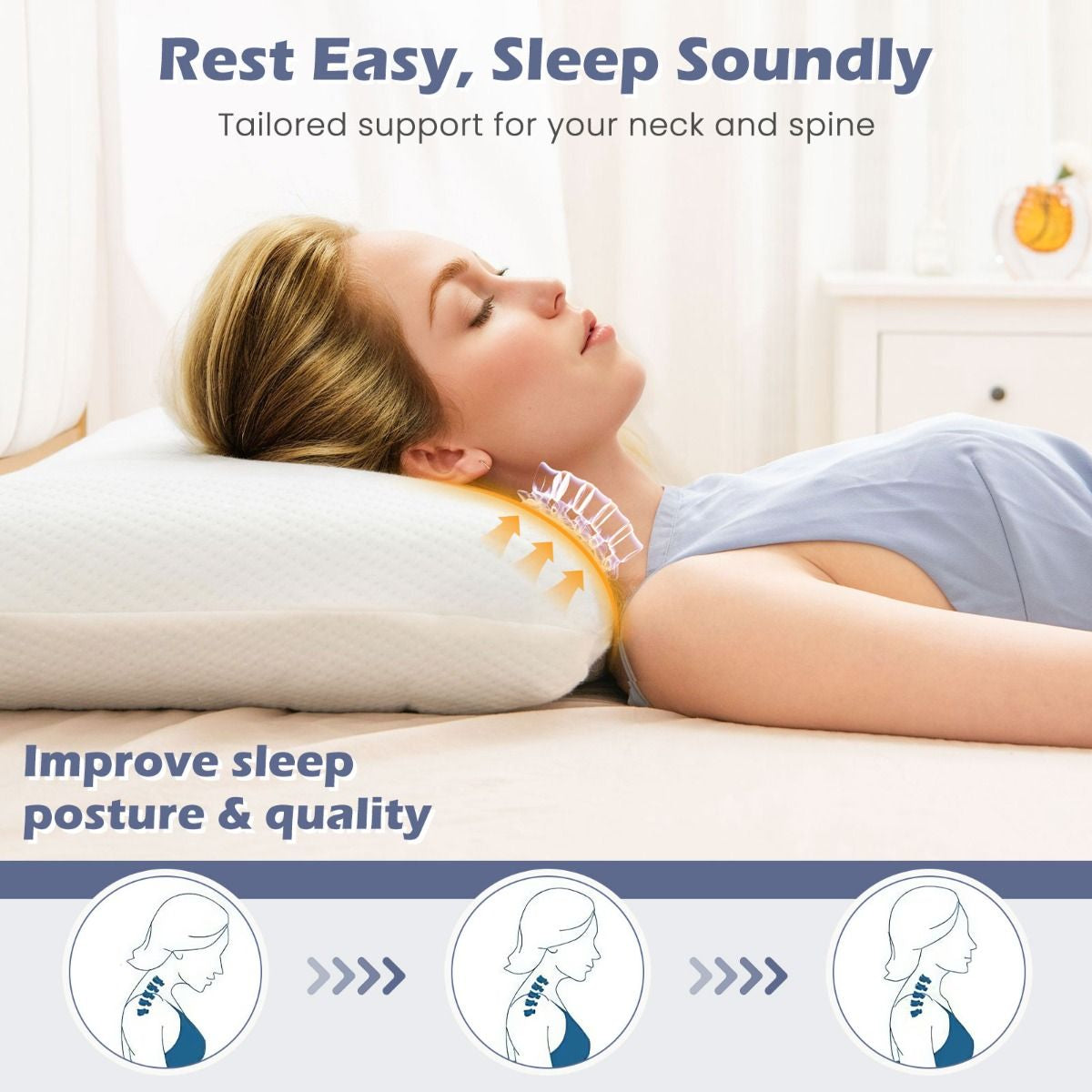 Bamboo Charcoal Memory Foam Pillow Set of 2 with Detachable and Machine-Washable Pillowcase