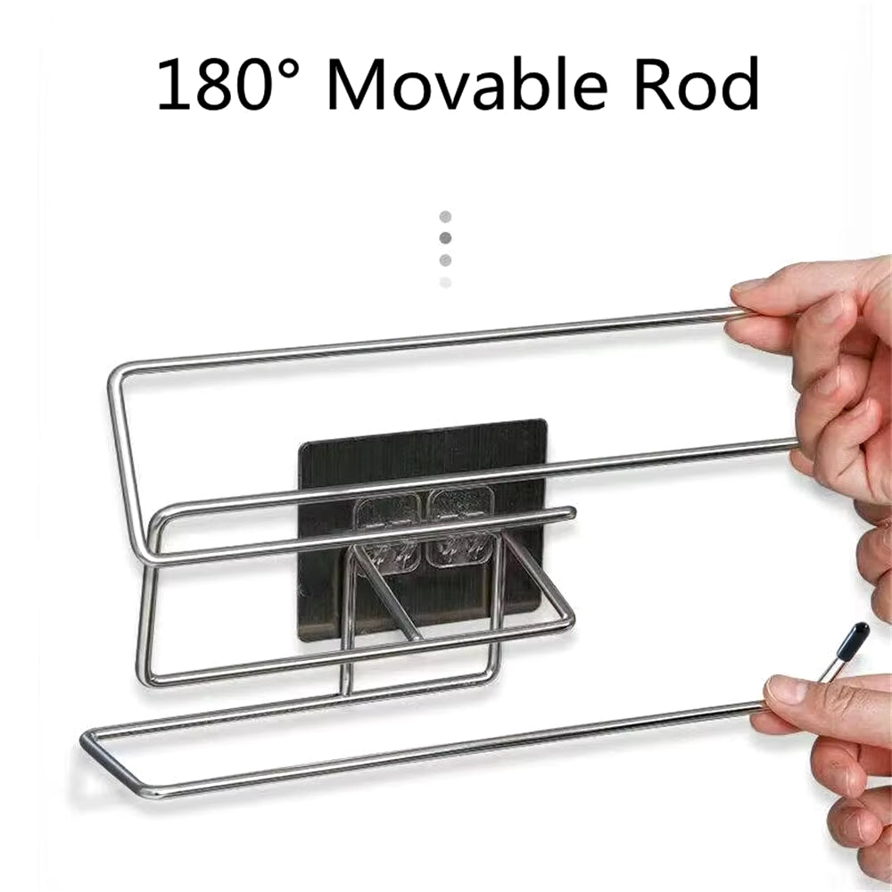 2PCS Adhesive Kitchen Paper Towel Holder Toilet Paper Rack Towel Hanger Tissue Dispenser Roll Napkin