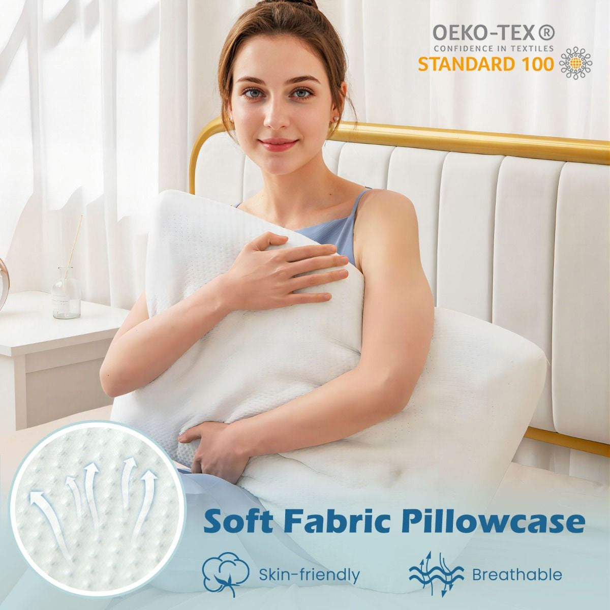 Gel Memory Foam Pillow Set of 2 with Detachable and Machine-Washable Pillowcase