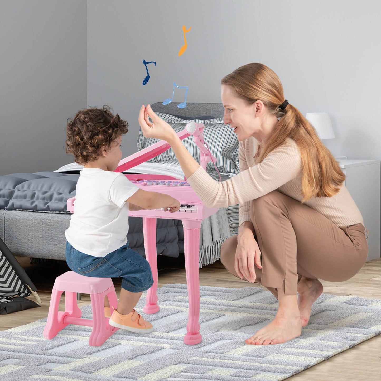 37-Key Kids Piano Keyboards with Microphone and Teaching Mode