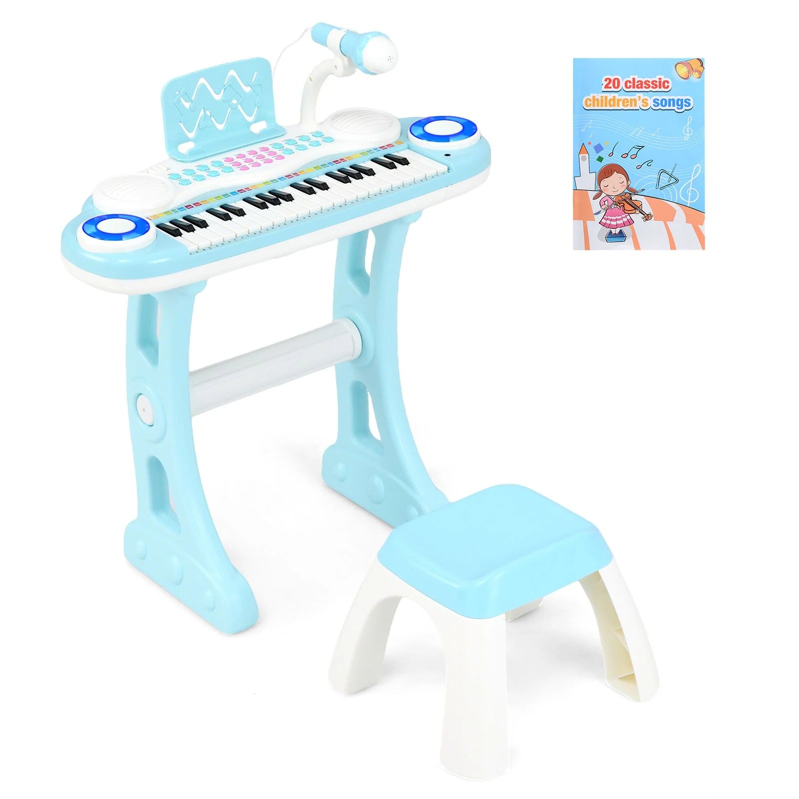 37 Keys Electronic Kids Piano Toy with Detachable Legs and Stool