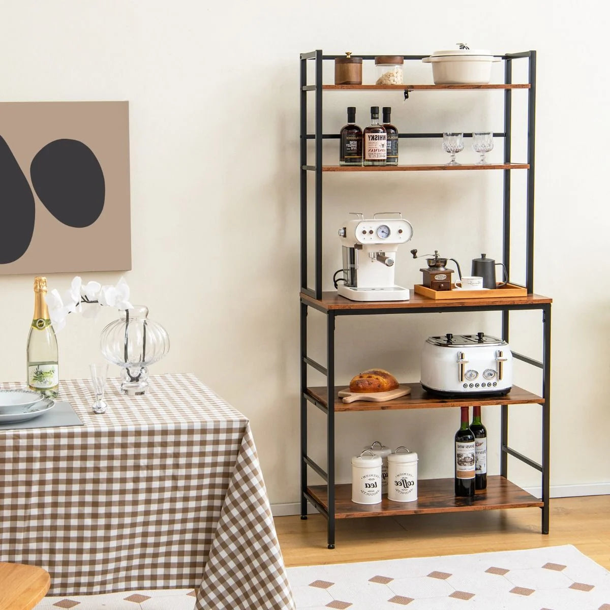 5-Tier Kitchen Bakers Rack with Hutch