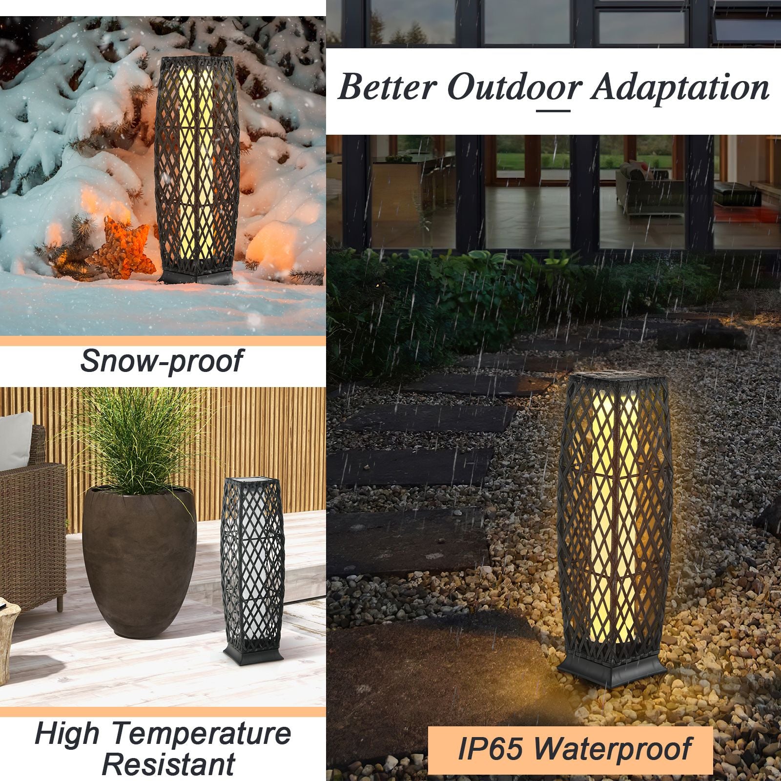 2 Pieces Outdoor Solar-Powered Floor Lamp Set