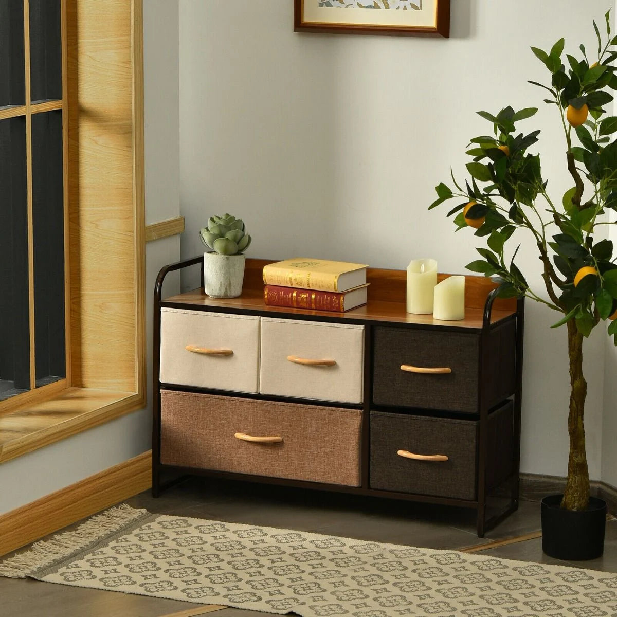 5-Drawer Dresser Storage with Foldable Fabric Drawers