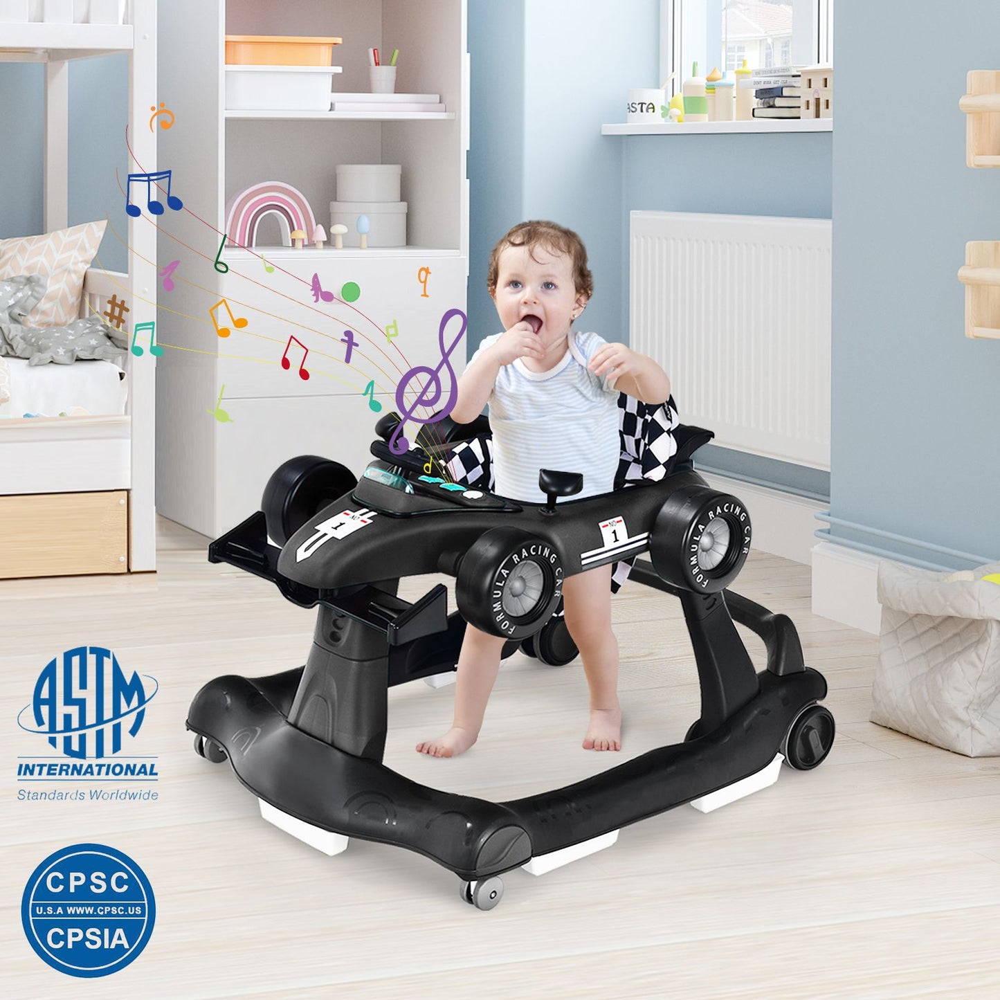 4-In-1 Baby Push Walker with Adjustable Height and Speed