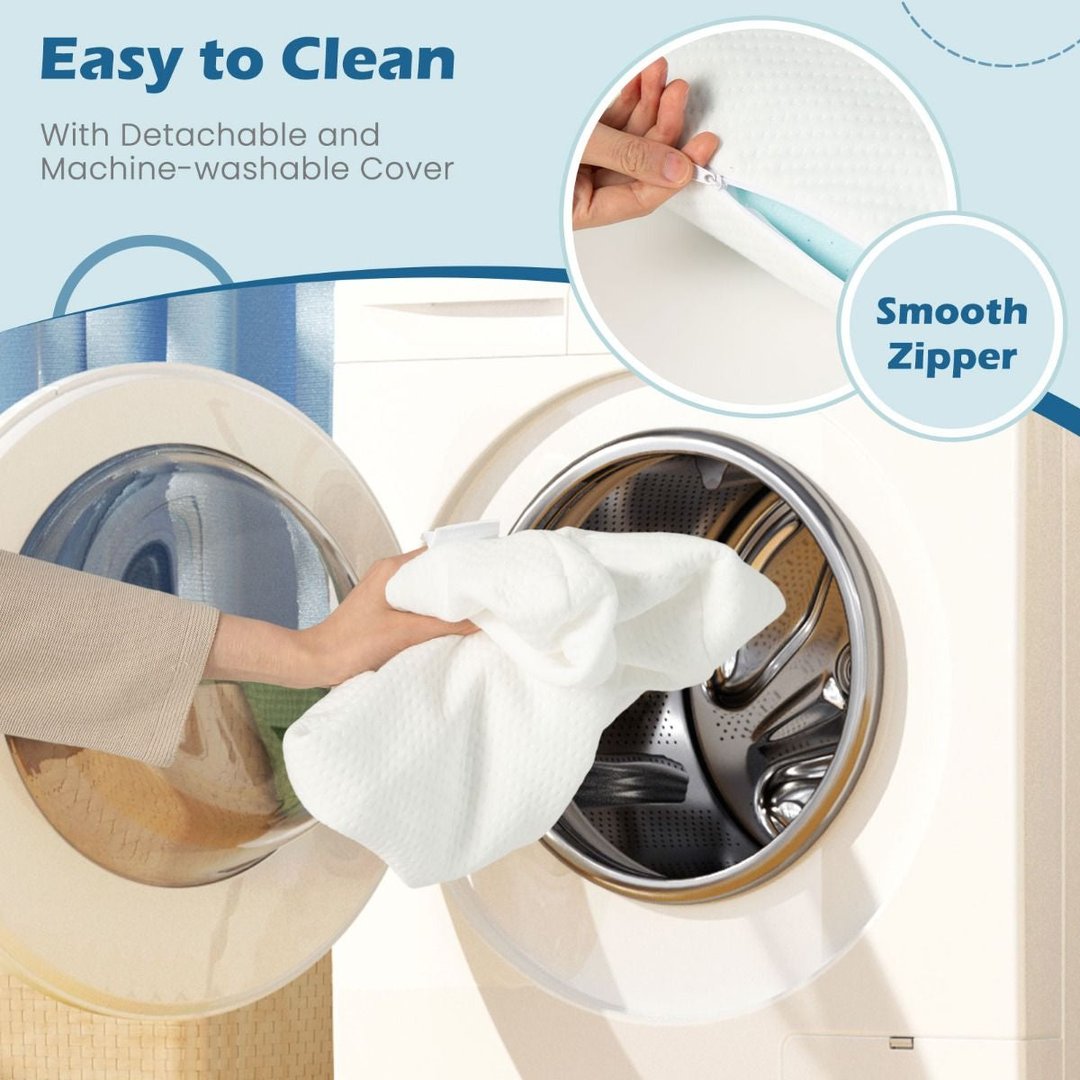 Gel Memory Foam Pillow Set of 2 with Detachable and Machine-Washable Pillowcase