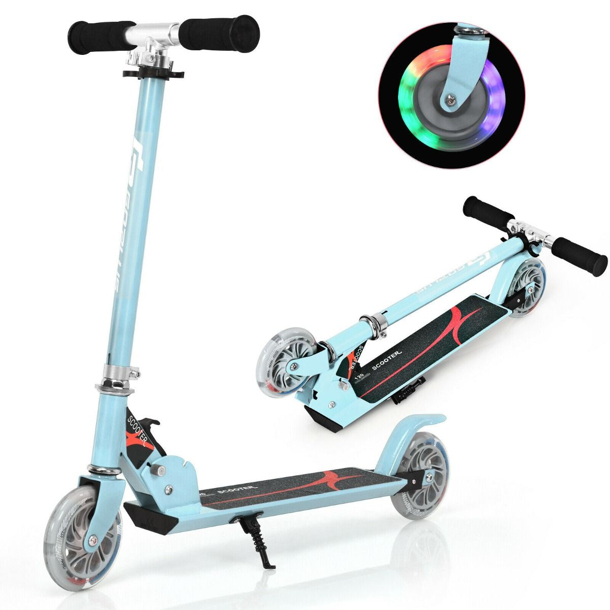 Kids Aluminum Folding Stunt Scooter with LED Wheels