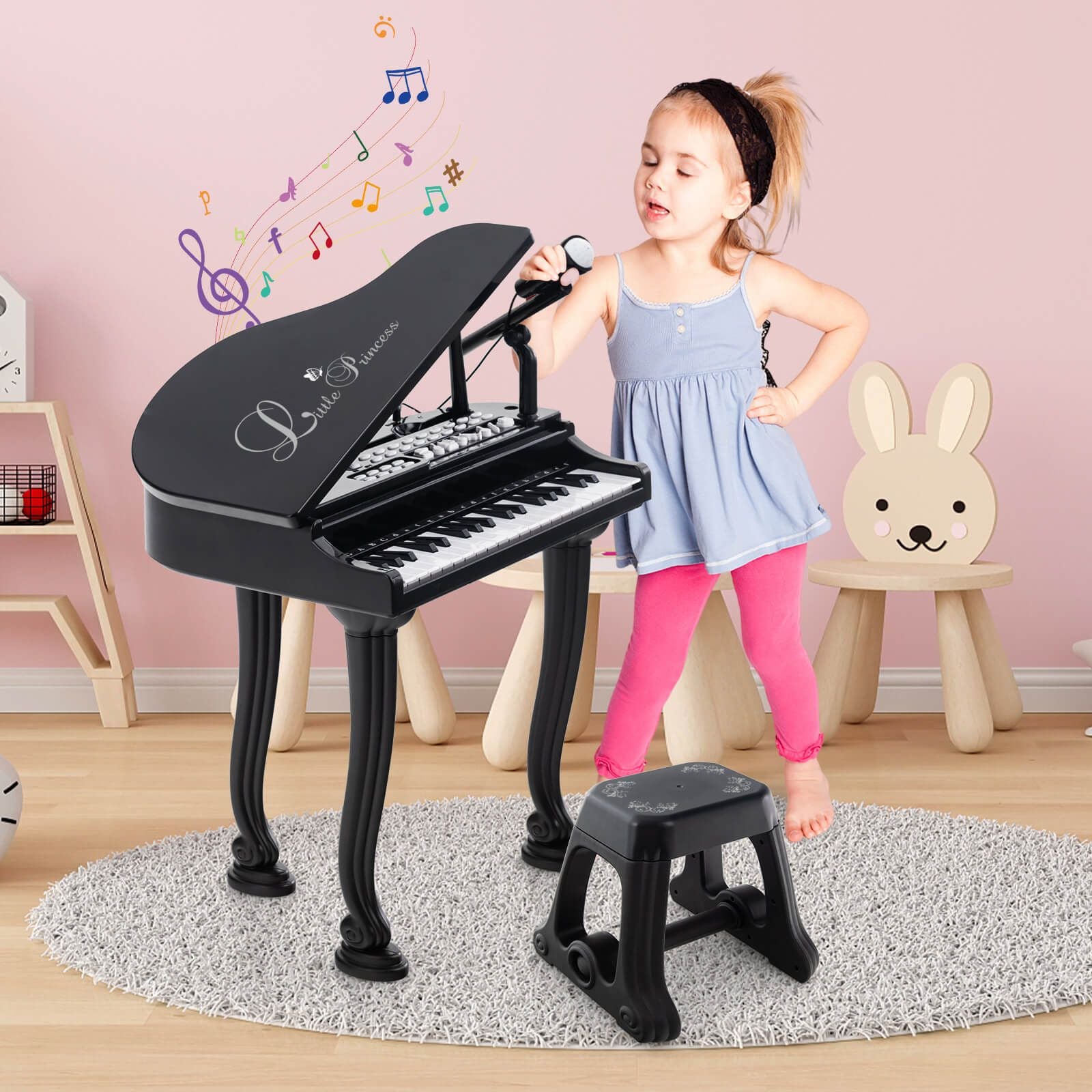 37-Key Kids Piano Keyboards with Microphone and Teaching Mode