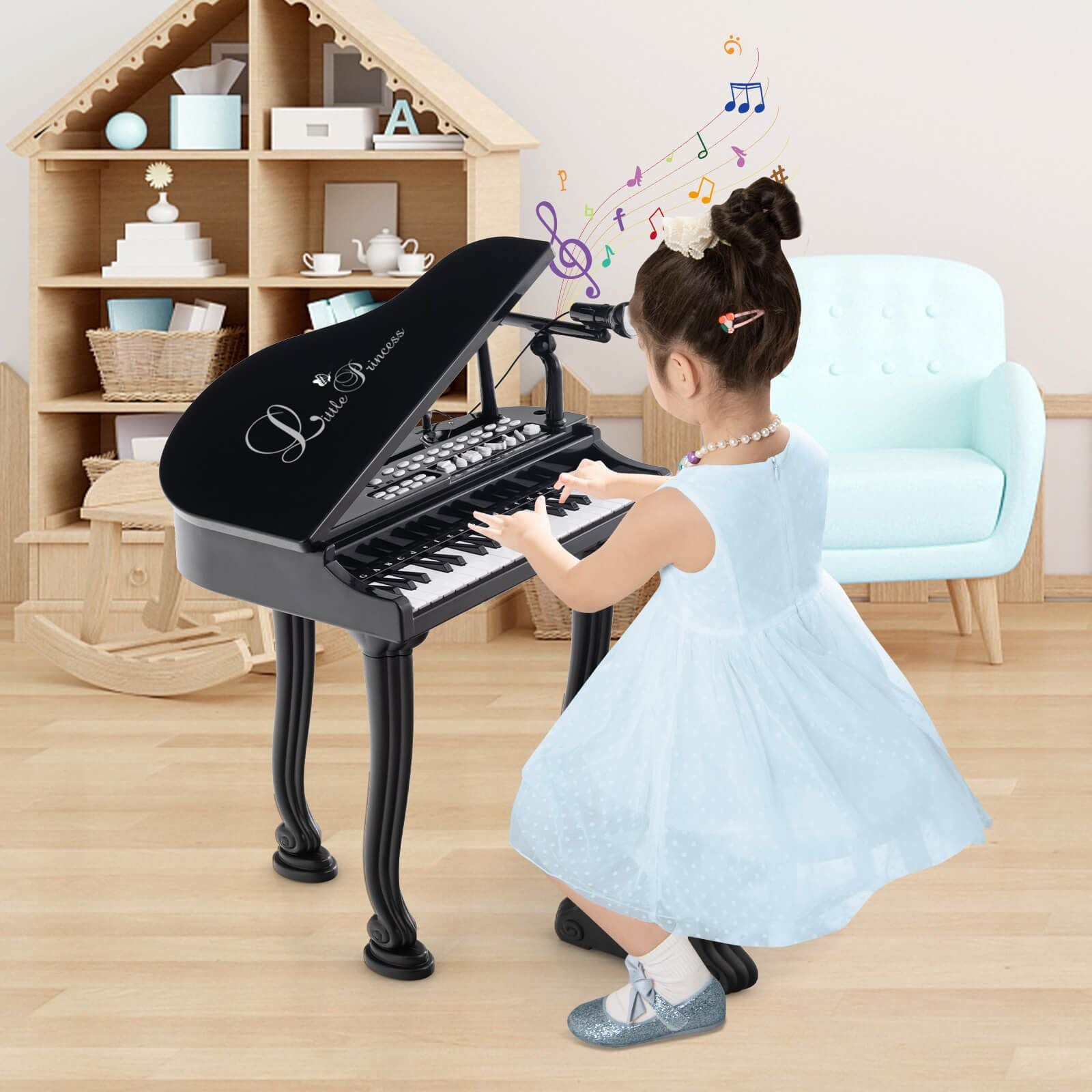 37-Key Kids Piano Keyboards with Microphone and Teaching Mode