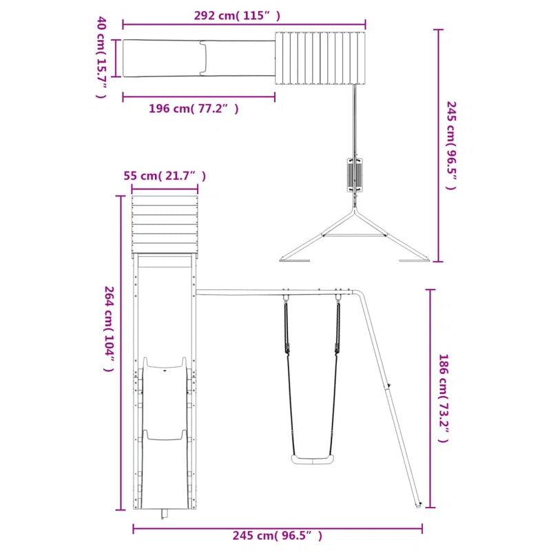 Guillen Pine Swing Set with Swing(S) , Slide(S)