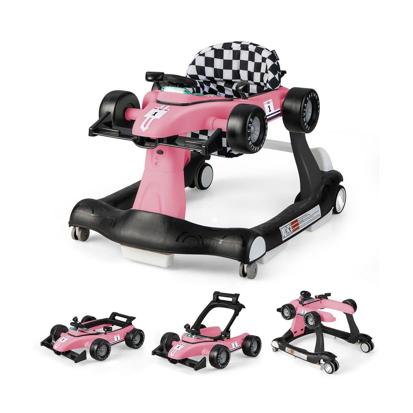 4-In-1 Baby Push Walker with Adjustable Height and Speed