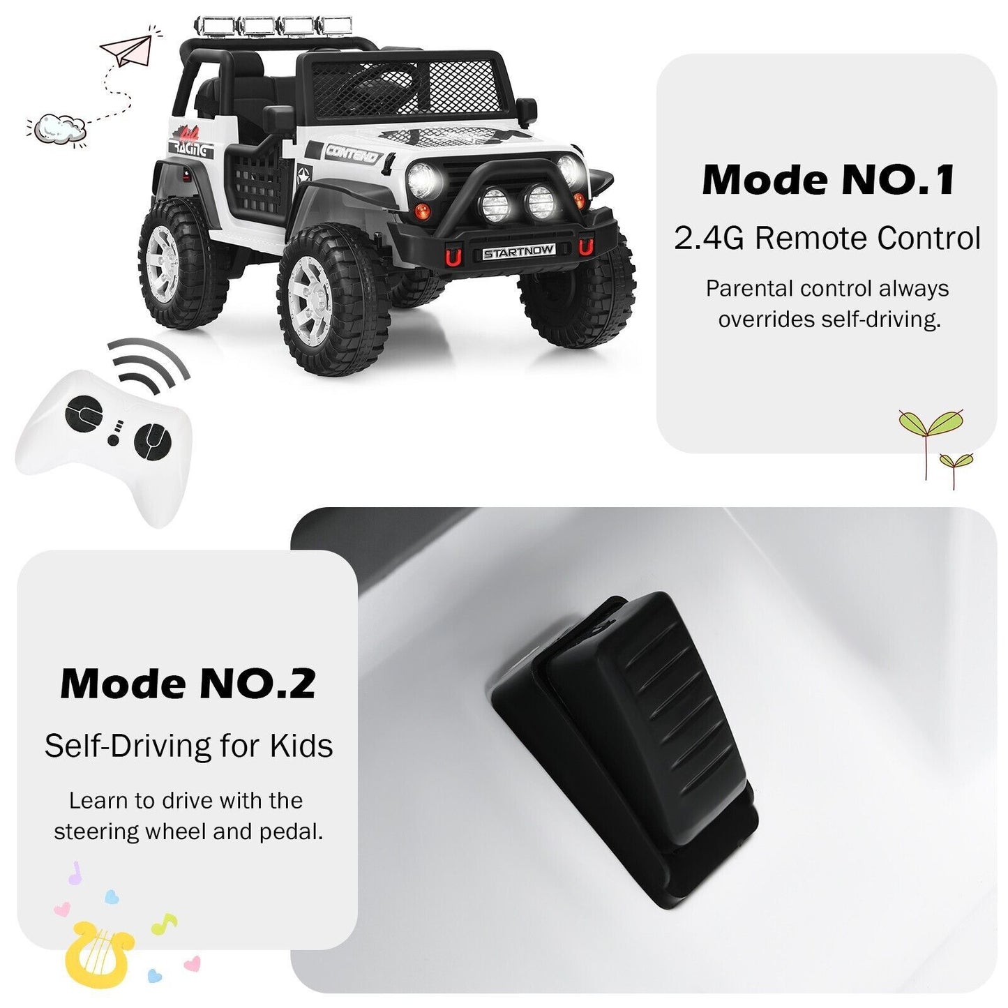 2-Seat Kids Ride on Truck with Parent Remote Control