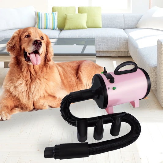 Dog Hair Dryer Professional 2800W Low Noise with 3 Nozzles & Extendable Hose Animal Hairdryer Grooming Blaster