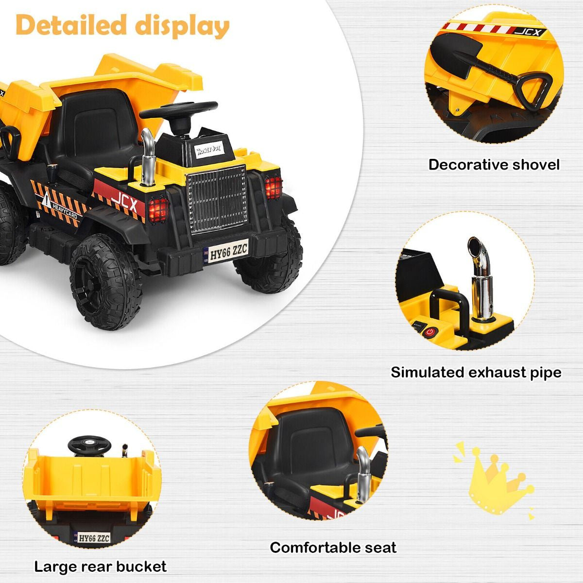 3 Speeds Electric Ride on Dump Truck with Remote Control and Music for Kids