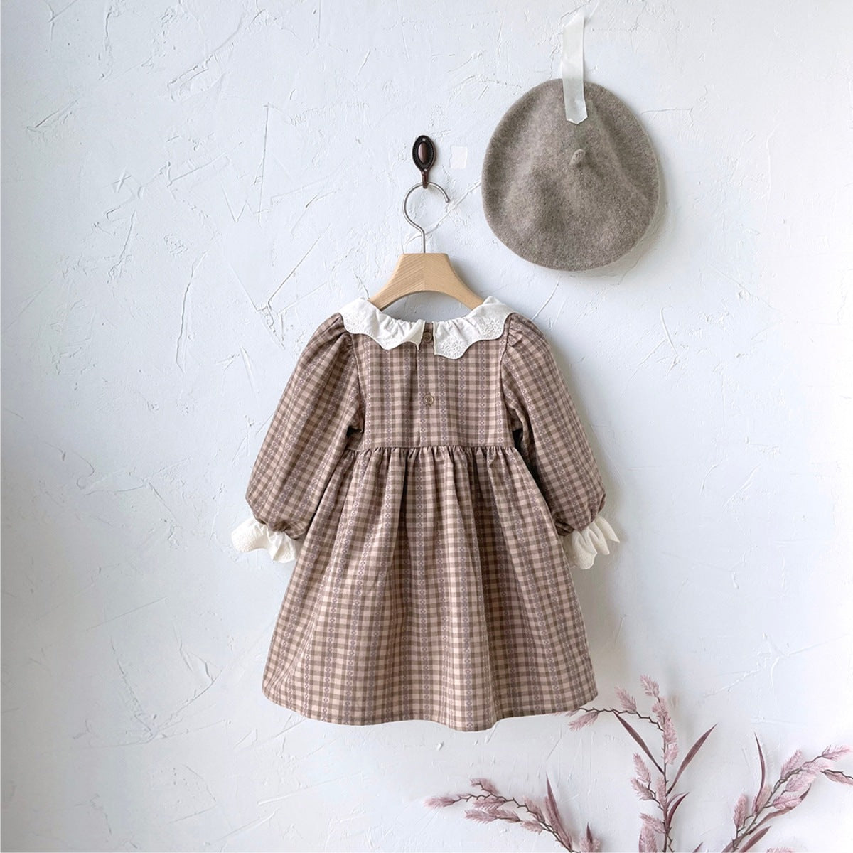 New Autumn Infant Baby Girl Grid Design Dress & Onesie-0