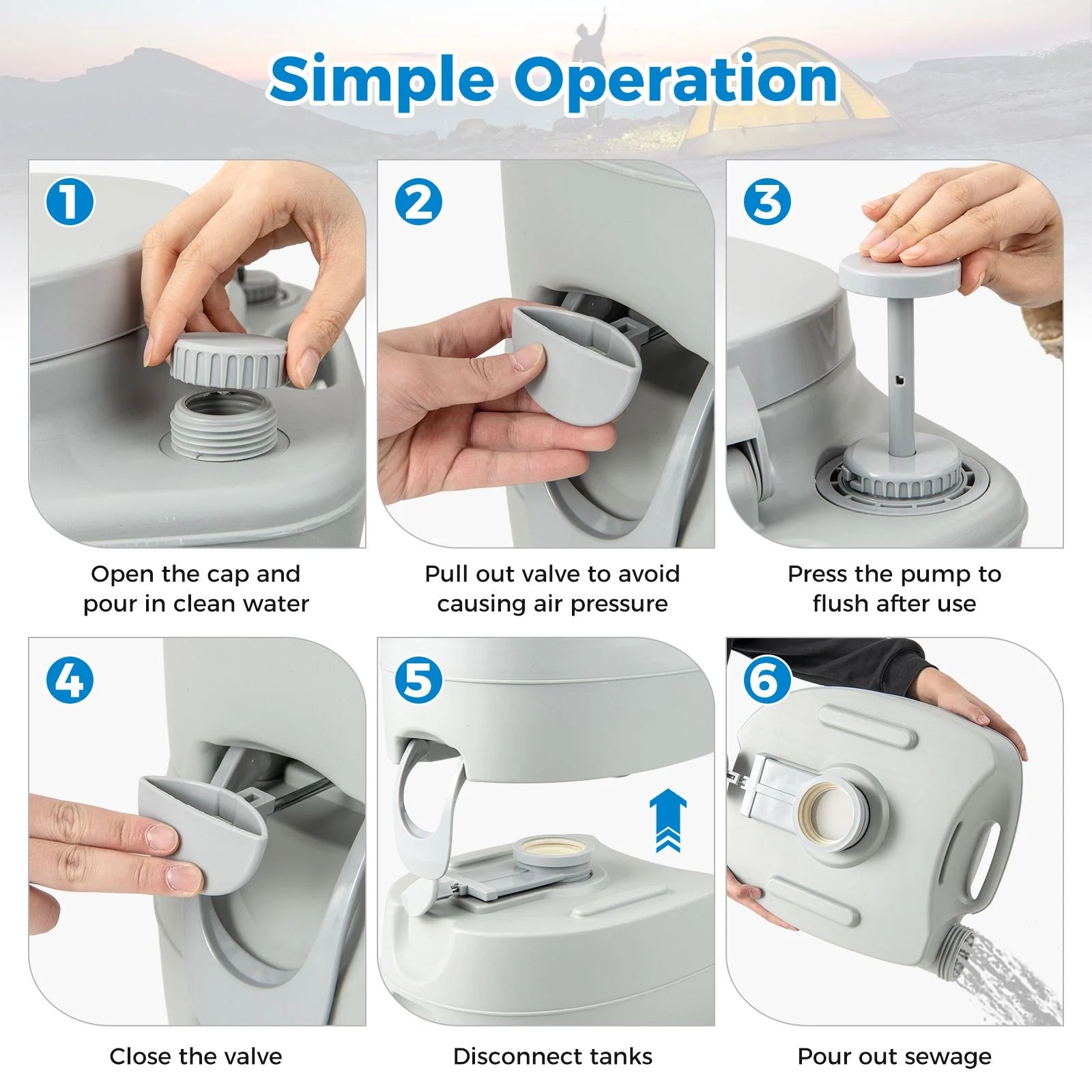 Portable Toilet with 20 L Detachable Waste Tank