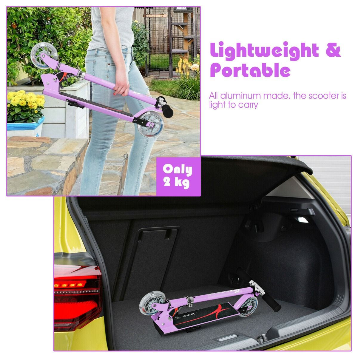 Kids Aluminum Folding Stunt Scooter with LED Wheels