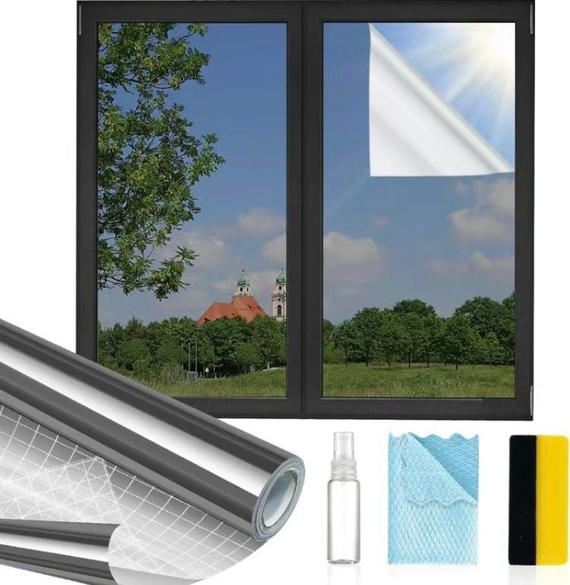Window Privacy Film One Way, Reflective Mirror for Daytime Home Office Use, UV Sun Blocking, Heat Control17.5 X 78.74 Inches
