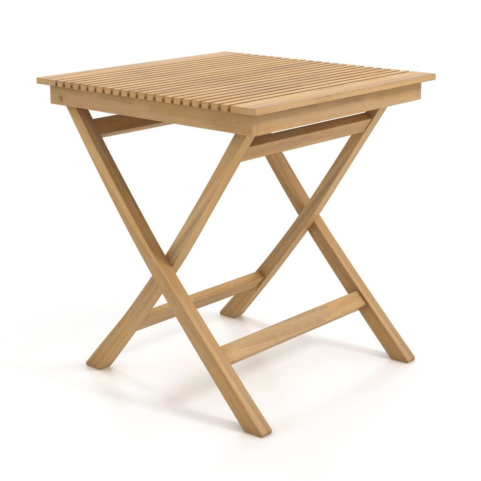70 Cm Patio Bistro Table with Slatted Tabletop Sturdy Wood Frame