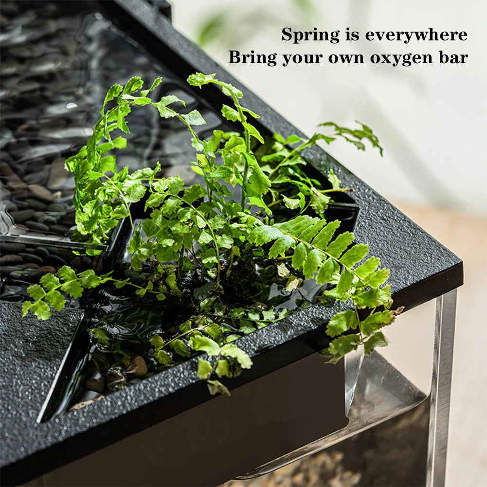 Small Fish Tank Aquarium Tank Build-In Light Water Pump Clear Cover Ecological Cycle System Acrylic Rectangular Fish Tank